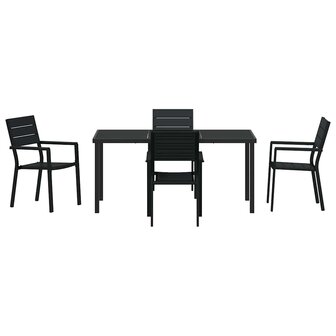 Tuin Eetset 5 pcs Zwart HDPE