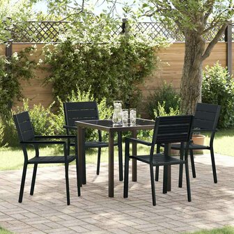 Tuin Eetset 5 pcs Zwart HDPE
