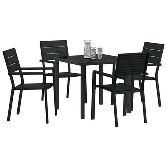 Tuin Eetset 5 pcs Zwart HDPE