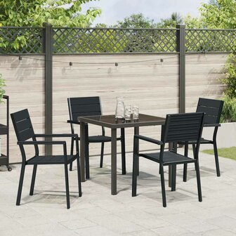 Tuin Eetset 5 pcs Zwart HDPE