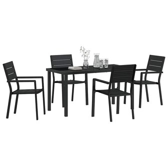 Tuin Eetset 5 pcs Zwart HDPE