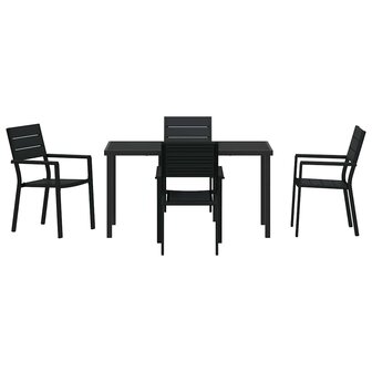 Tuin Eetset 5 pcs Zwart HDPE