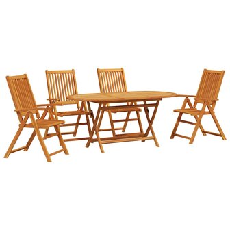 Tuin Eetset 5 pcs Bruin Massief acaciahout