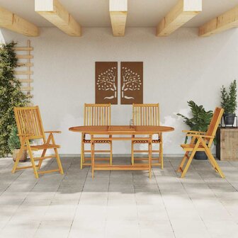 Tuin Eetset 5 pcs Bruin Massief acaciahout