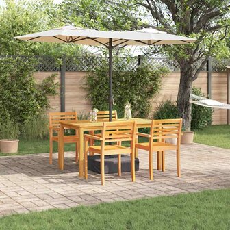 Tuin Eetset 5 pcs Bruin Massief acaciahout