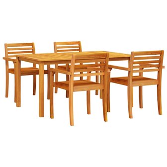 Tuin Eetset 5 pcs Bruin Massief acaciahout