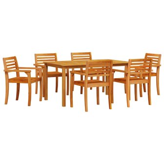 Tuin Eetset 7 pcs Bruin Massief acaciahout