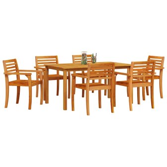 Tuin Eetset 7 pcs Bruin Massief acaciahout