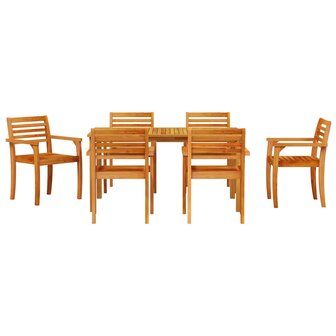 Tuin Eetset 7 pcs Bruin Massief acaciahout