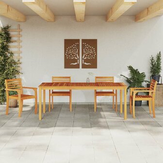 Tuin Eetset 7 pcs Bruin Massief acaciahout