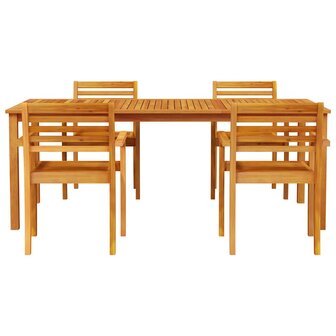 Tuin Eetset 7 pcs Bruin Massief acaciahout