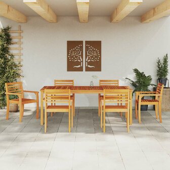Tuin Eetset 9 pcs Bruin Massief acaciahout