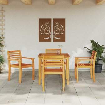 Tuin Eetset 5 pcs Bruin Massief acaciahout