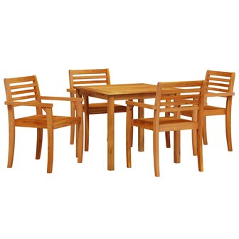 Tuin Eetset 5 pcs Bruin Massief acaciahout