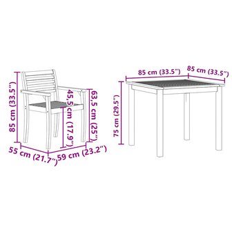 Tuin Eetset 5 pcs Bruin Massief acaciahout