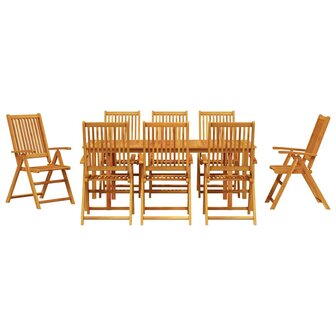 Tuin Eetset 9 pcs Bruin Massief acaciahout