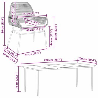 9-delige Tuinset met kussens poly rattan glas bruin