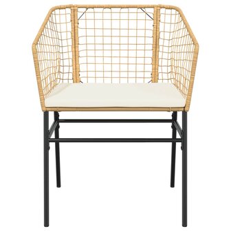 7-delige Tuinset met kussens poly rattan glas bruin