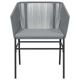 7-delige Tuinset met kussens poly rattan glas grijs