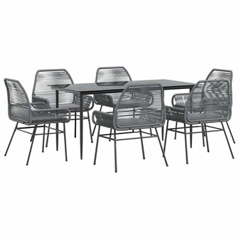 7-delige Tuinset met kussens poly rattan glas grijs