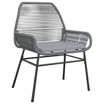 7-delige Tuinset met kussens poly rattan glas grijs