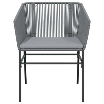 5-delige Tuinset met kussens poly rattan glas grijs