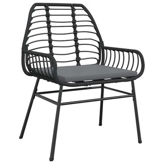 7-delige Tuinset met kussens poly rattan glas zwart