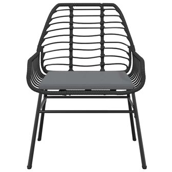7-delige Tuinset met kussens poly rattan glas zwart