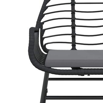 7-delige Tuinset met kussens poly rattan glas zwart