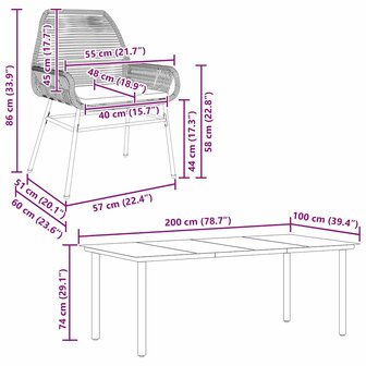 9-delige Tuinset met kussens poly rattan glas zwart