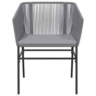 5-delige Tuinset met kussens poly rattan glas grijs