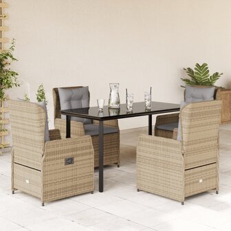 5-delige Tuinset met kussens poly rattan beige