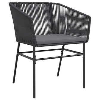 5-delige Tuinset met kussens poly rattan glas zwart