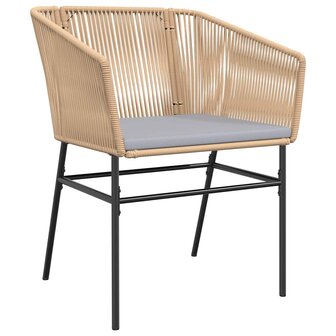 5-delige Tuinset met kussens poly rattan glas bruin