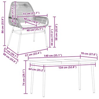 5-delige Tuinset met kussens poly rattan glas bruin