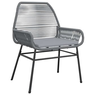 7-delige Tuinset met kussens poly rattan glas grijs