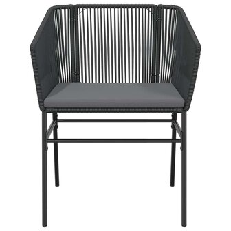 7-delige Tuinset met kussens poly rattan glas zwart