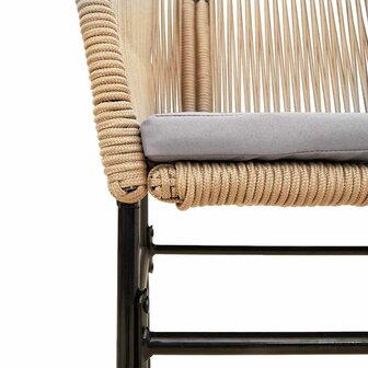 9-delige Tuinset met kussens poly rattan glas bruin