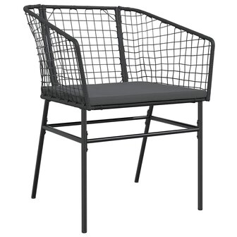 7-delige Tuinset met kussens poly rattan glas zwart
