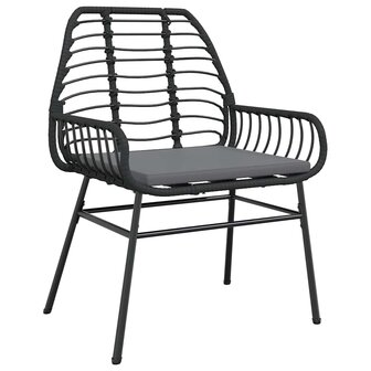 7-delige Tuinset met kussens poly rattan glas zwart