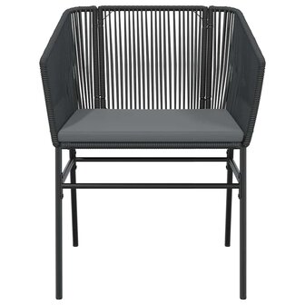 5-delige Tuinset met kussens poly rattan glas zwart