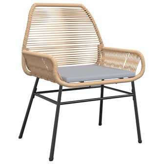 7-delige Tuinset met kussens poly rattan glas bruin