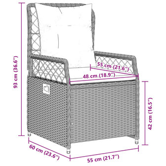 5-delige Tuinset met kussens poly rattan grijs
