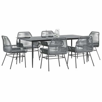 7-delige Tuinset met kussens poly rattan glas grijs