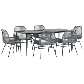7-delige Tuinset met kussens poly rattan glas grijs