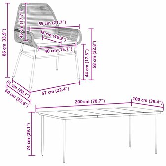 7-delige Tuinset met kussens poly rattan glas grijs