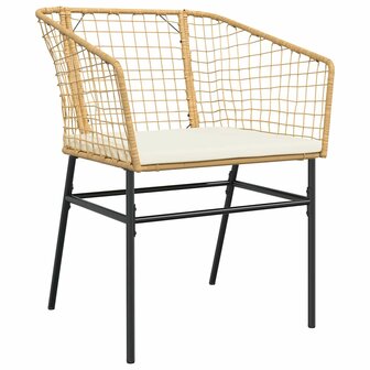 9-delige Tuinset met kussens poly rattan glas bruin