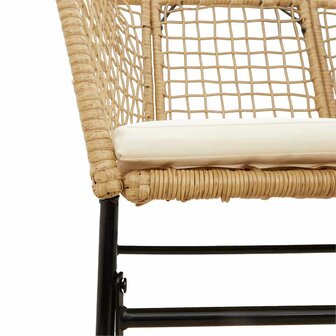 9-delige Tuinset met kussens poly rattan glas bruin