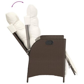 5-delige Tuinset met kussens poly rattan bruin