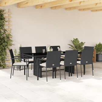 9-delige Tuinset poly rattan zwart